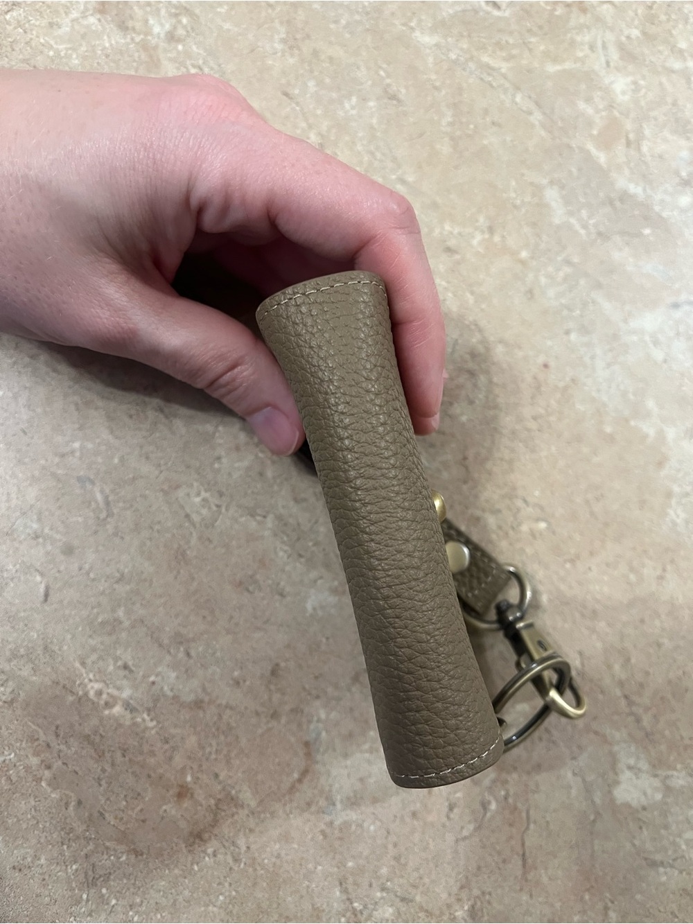 Women's Taupe Leather Key & Card Holder Wristlet - Picture 10 of 16